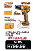 Ingco 20V PS + C/L drill B/Less 60NM Imp + ACC 319-1218