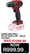 Einhell Cordless Drill TE-CD 18/40 LI BL-SOLO 510-0304