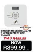 Fire Alert Carbon Monoxide Alarm 5 Year Battery Life 794-0007