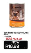 Complete Dog Tin Food Beef Chunks 129-0029-385g
