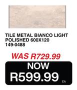 Tile Metal Bianco Light Polished 600 x 120 149-0488