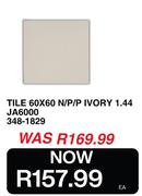 Tile 60 x 60 N/P/P Ivory 1.44 JA6000 348-1829