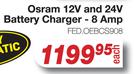 Osram 12V and 24V Battery Charger - 8 Amp
