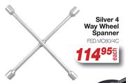 Silver 4 Way Wheel Spanner