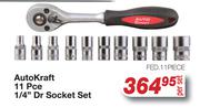 AutoKraft 11 Pce 1/4" Dr Socket Set