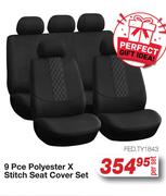 9 Pce Polyester X Stitch Seat Cover Set
