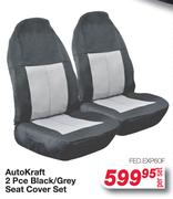 AutoKraft 2 Pce Black/Grey Seat Cover Set