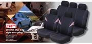 9 Pce Polyester Pink Seat Cover Set