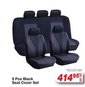 9 Pce Black Seat Cover Set