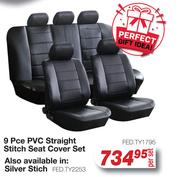 9 Pce PVC Straight Stitch Seat Cover Set