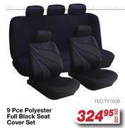 Auto Kraft 9 Pce Polyester Full Black Seat Cover Set FED.TY1809