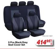 Auto Kraft 9 Pce Black/Grey Seat Cover Set FED.SC1881-Per Set