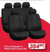 Auto Kraft 9 Pce Polyester X Stitch Seat Cover Set FED.TY1843