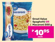 Great Value Spaghetti Or Macaroni-500g Each