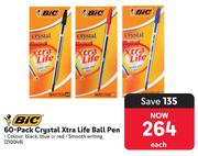 Bic 6 Pack Crystal Xtra Life Ball Pen 210049