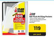 Flip File 100 Pack A4 Filing Pockets 1607463