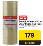 Aro 6 Pack 48mm x 50m Clear Packaging Tape 96568
