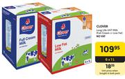 Clover Long Life UHT Milk Full Cream Or Low Fat-6 x 1L
