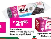 Supa Mama 110L Refuse Bags With Drawstring 20 Pack