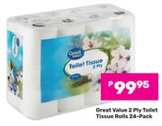 Great Value 2 Ply Toilet Tissue Rolls 24 Pack