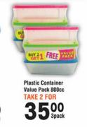 Plastic Container Value Pack 800cc-2x3 Pack