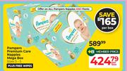 Pampers Premium Care Nappies Mega Box Sizes 3-5 Plus Free Wipes-Per Box