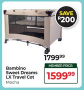 Bambino Sweet Dreams LX Travel Cot Mocha