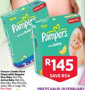 Pampers Jumbo Pack Disposable Nappies New Baby-Per Pack