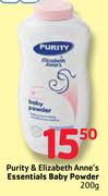 Purity & Elizabeth Anne's Essentials Baby Powder-200g