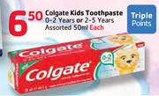 Colgate Kids Toothpaste 0-2 Years Or 2-5 Years Assorted 50ml-Each