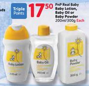 PnP Real Baby Baby Lotion, Baby Oil Or Baby Powder-200ml/300g Each