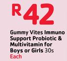 Gummy Vites Immuno Support Probiotic & Multivitamin For Boys Or Girls-30s Each
