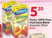 Purity 100% Pure Fruit Juice Blend Assorted-200ml Each