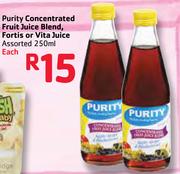 Purity Concentrated Fruit Juice Blend, Fortis Or Vita Juice Assorted-250ml Each