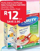 Purity 2nd Or 3rd Foods baby Cereal Assorted-200g Each