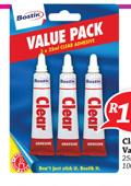 Bostik Clear Value Pack -25ml x 3