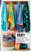 Jacquard Beach Towel Assorted Designs-86cm x 160cm Each