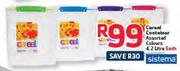 Sistema Cereal Container Assorted Colours-4.2L Each