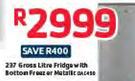 Defy 237 Litre Fridge With Bottom Freezer Metallic