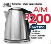Aim Stainless Steel Cordless Kettle-1.8Ltr