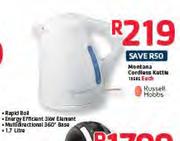 Russell Hobbs Montana Cordless Kettle-1.7Ltr