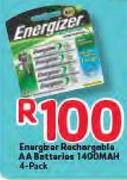 Energizer Rechargable AAA Batteries 1400MAH 4-Pack