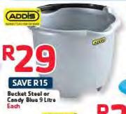 Addis Bucket Steel Or Candy Blue-9Ltr