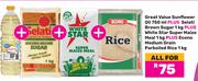 Great Value Sunflower Oil 750ml+Selati Brown Sugar 1Kg+White Star Super Maize Meal 1Kg-For All