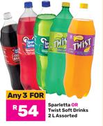 Sparletta Or Twist Soft Drinks Assorted-For 3 x 2L