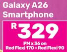 2 x Samsung Galaxy A26 Smartphone-On Red Flexi + Red Flexi 90