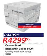 Cement Maxi Bricks (Min Loads 5000) 190791