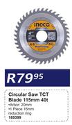 Ingco Circular Saw TCT Blade 115mm 40T 169399
