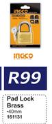 Ingco Pad Lock Brass 161131-40mm