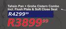 Tahsin Pan + Grohe Cistern Combo Incl. Flush Plate & Soft Close Set